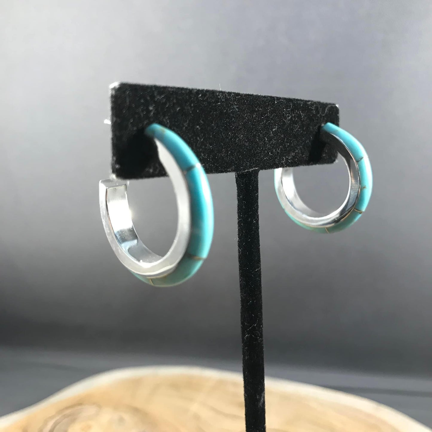 Turquoise Inlay Hoop Earrings