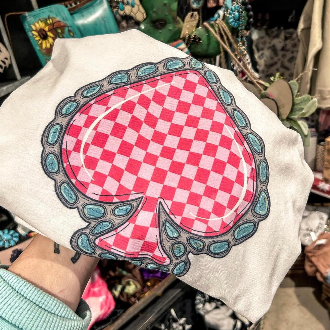 Pink Checker Spade Tee • S-XL