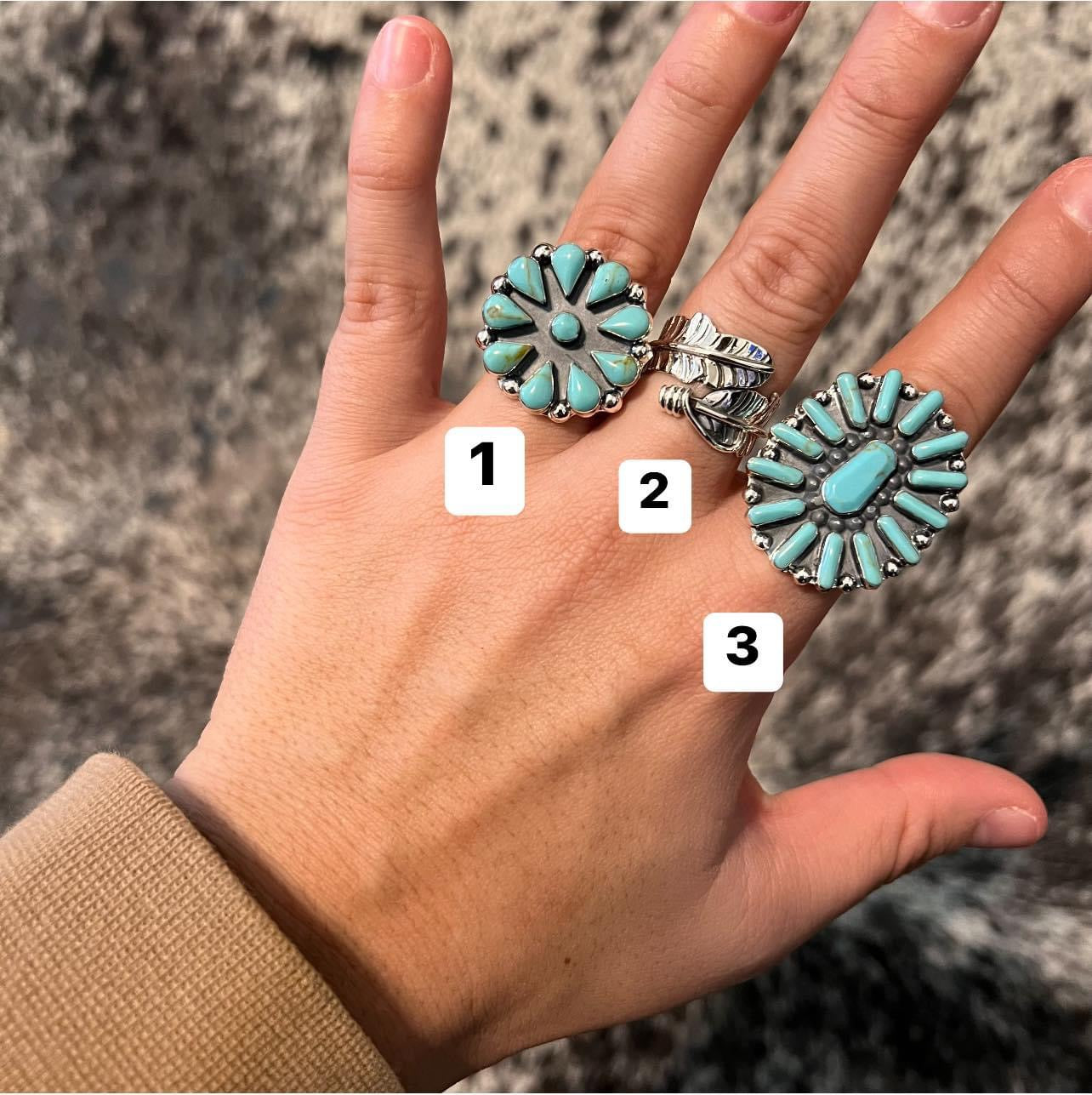 Turquoise Adjustable Oval Cluster Ring #3