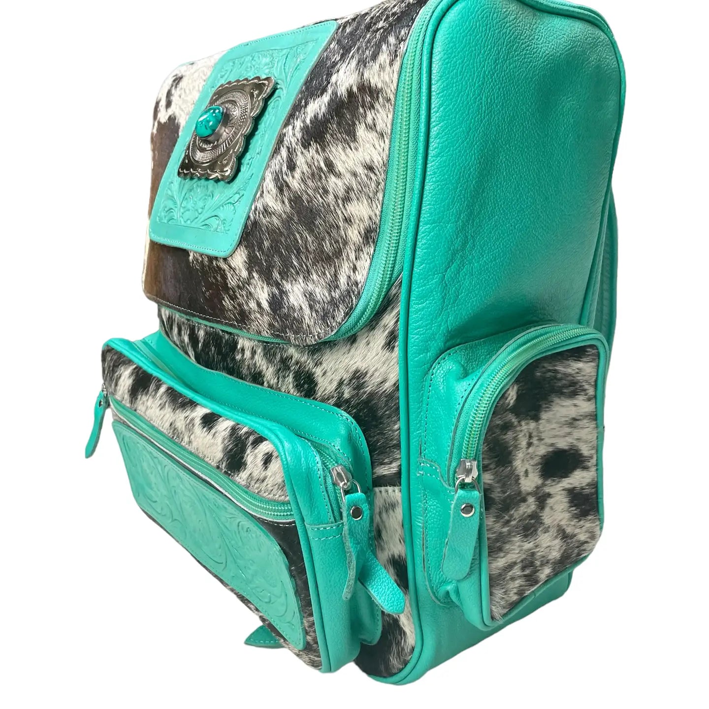 Turquoise Cowhide Backpack