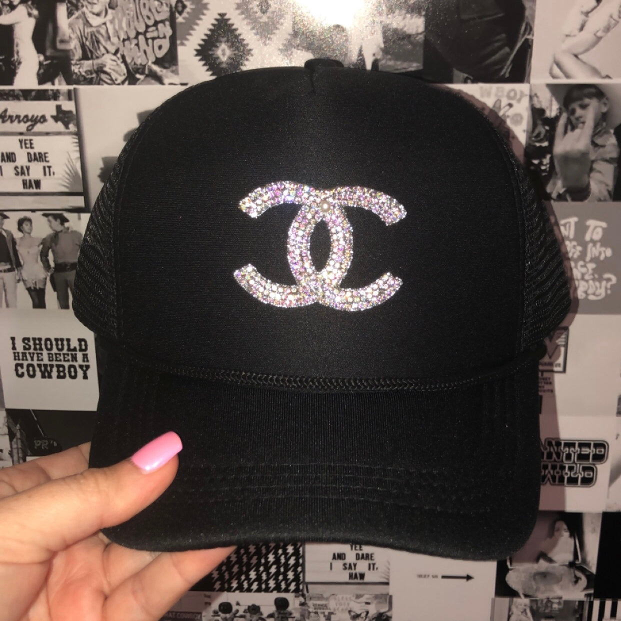 Designer Rhinestone Trucker Hat • 9 Colors