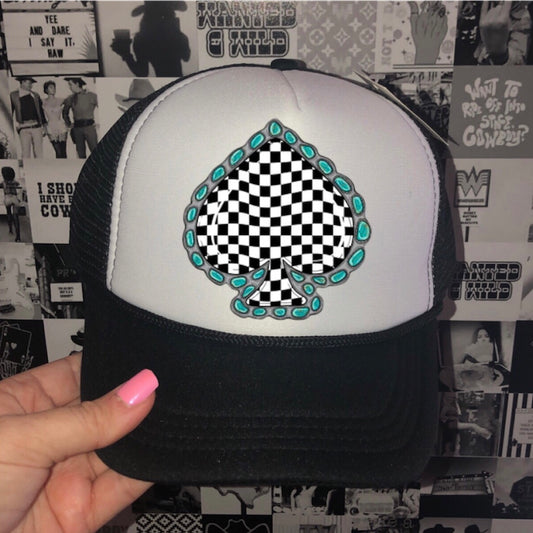 Checkered Spade Trucker Hat