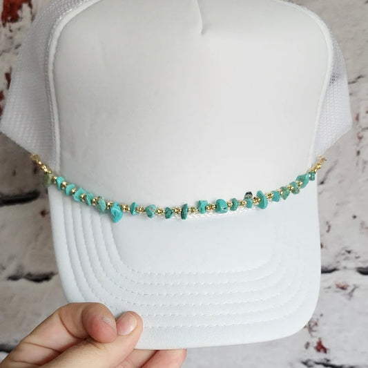 Gold & Turquoise Hat Chain