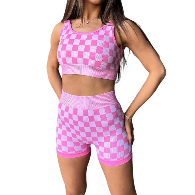 Pink Checker 2 Piece Athletic Set
