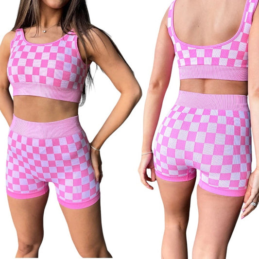 Pink Checker 2 Piece Athletic Set